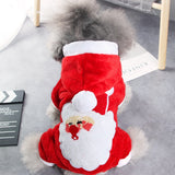 Red Santa Claus Pattern Christmas Pet Coat Winter Warm Dog Clothes Polyester Cotton Coat Cute Pet Jacket Coat Puppy Dog Hoodie
