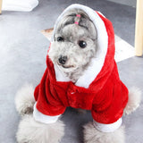 Red Santa Claus Pattern Christmas Pet Coat Winter Warm Dog Clothes Polyester Cotton Coat Cute Pet Jacket Coat Puppy Dog Hoodie