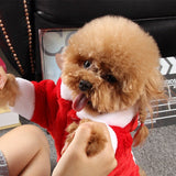 Red Santa Claus Pattern Christmas Pet Coat Winter Warm Dog Clothes Polyester Cotton Coat Cute Pet Jacket Coat Puppy Dog Hoodie