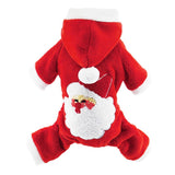 Red Santa Claus Pattern Christmas Pet Coat Winter Warm Dog Clothes Polyester Cotton Coat Cute Pet Jacket Coat Puppy Dog Hoodie