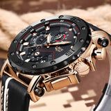 Relogio Masculino 2019 New LIGE Sport Chronograph Mens Watches Top Brand Casual Leather Waterproof Date Quartz Watch Man Clock - app80