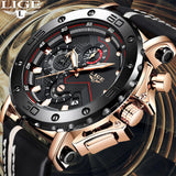 Relogio Masculino 2019 New LIGE Sport Chronograph Mens Watches Top Brand Casual Leather Waterproof Date Quartz Watch Man Clock - app80