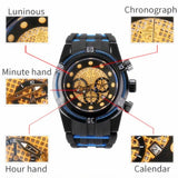 Reserve unbeaten Luxury brand Large dial 52mm Luminous Chronograph Complete Calendar Men's Silicone Multifunction Quartz watch