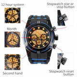 Reserve unbeaten Luxury brand Large dial 52mm Luminous Chronograph Complete Calendar Men's Silicone Multifunction Quartz watch
