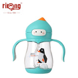 Rikang 240ml Cartoon Kids Cup Straw Bottle Children Learn Drinking Water Straw Handle Bottle Training Bottles Straw Cup