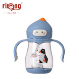 Rikang 240ml Cartoon Kids Cup Straw Bottle Children Learn Drinking Water Straw Handle Bottle Training Bottles Straw Cup