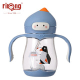 Rikang 240ml Cartoon Kids Cup Straw Bottle Children Learn Drinking Water Straw Handle Bottle Training Bottles Straw Cup