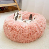Round Plush Cat Bed House Soft Long Plush Cat Bed Pet Dog Kennel For Small Dogs Cats Nest Winter Warm Sleeping Bed Puppy Mat