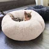 Round Plush Cat Bed House Soft Long Plush Cat Bed Pet Dog Kennel For Small Dogs Cats Nest Winter Warm Sleeping Bed Puppy Mat