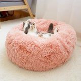 Round Plush Cat Bed House Soft Long Plush Cat Bed Pet Dog Kennel For Small Dogs Cats Nest Winter Warm Sleeping Bed Puppy Mat