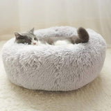 Round Plush Cat Bed House Soft Long Plush Cat Bed Pet Dog Kennel For Small Dogs Cats Nest Winter Warm Sleeping Bed Puppy Mat