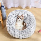 Round Plush Cat Bed House Super Soft Long Plush Cat Bed Cushion Mat For Cats Washable Pet Dog Cat Cave Breathable Lounger Sofa