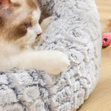 Round Plush Cat Bed House Super Soft Long Plush Cat Bed Cushion Mat For Cats Washable Pet Dog Cat Cave Breathable Lounger Sofa