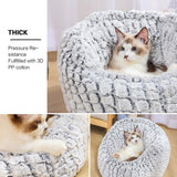 Round Plush Cat Bed House Super Soft Long Plush Cat Bed Cushion Mat For Cats Washable Pet Dog Cat Cave Breathable Lounger Sofa