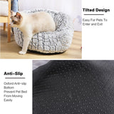Round Plush Cat Bed House Super Soft Long Plush Cat Bed Cushion Mat For Cats Washable Pet Dog Cat Cave Breathable Lounger Sofa