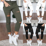 dasda  S-4XL New Cotton Casual Pants Pencil Pants Wild European and American Popular Women's Jeans Leggings Hole