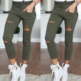dasda  S-4XL New Cotton Casual Pants Pencil Pants Wild European and American Popular Women's Jeans Leggings Hole