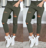 dasda  S-4XL New Cotton Casual Pants Pencil Pants Wild European and American Popular Women's Jeans Leggings Hole