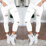dasda  S-4XL New Cotton Casual Pants Pencil Pants Wild European and American Popular Women's Jeans Leggings Hole