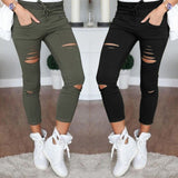 dasda  S-4XL New Cotton Casual Pants Pencil Pants Wild European and American Popular Women's Jeans Leggings Hole