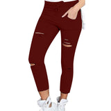 dasda  S-4XL New Cotton Casual Pants Pencil Pants Wild European and American Popular Women's Jeans Leggings Hole