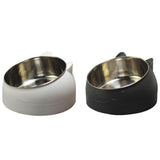 S/L Stainless Steel Cat Feeder Cat Dog Feeding Bowl Double Protection Cervical Oblique Bowls Cat Shape Cute Pet Feeder 20E