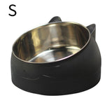 S/L Stainless Steel Cat Feeder Cat Dog Feeding Bowl Double Protection Cervical Oblique Bowls Cat Shape Cute Pet Feeder 20E
