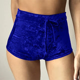 dasda  S-XL women velvet drawstring shorts plus size casual high waist 2018 winter sexy skinny booty shorts feminino