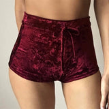 dasda  S-XL women velvet drawstring shorts plus size casual high waist 2018 winter sexy skinny booty shorts feminino