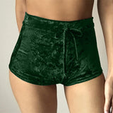 dasda  S-XL women velvet drawstring shorts plus size casual high waist 2018 winter sexy skinny booty shorts feminino