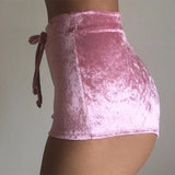 dasda  S-XL women velvet drawstring shorts plus size casual high waist 2018 winter sexy skinny booty shorts feminino