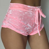 dasda  S-XL women velvet drawstring shorts plus size casual high waist 2018 winter sexy skinny booty shorts feminino