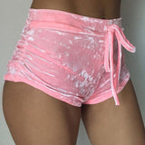 dasda  S-XL women velvet drawstring shorts plus size casual high waist 2018 winter sexy skinny booty shorts feminino