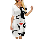 CLOOCL Women Dress Fashion Girl 3D Printed V-Neck Loose Casual Short Sleeve Shift Dress for Female Dresses Dress Summer 2022