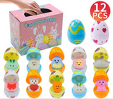 12 pack Easter Eggs Prefilled with Squishy Toy Kids Easter Egg Hunt Easter Basket Filler Easter Party Favor Classroom Activity