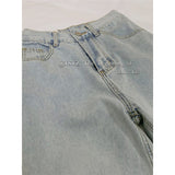 Light-colored Jeans Women's Retro Straight Harem Pants Loose High-waisted Wide-leg Denim Trousers Basic Wash Pants Street Casual