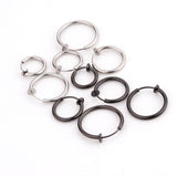 Sellsets Silver And Black Clip On Body Non Pierced Stainless Steel Fake Piercing Jewelry Faux Septum Hoop Nose Lip Ear Ring