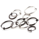 Sellsets Silver And Black Clip On Body Non Pierced Stainless Steel Fake Piercing Jewelry Faux Septum Hoop Nose Lip Ear Ring