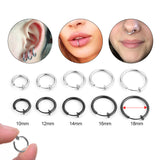 Sellsets Silver And Black Clip On Body Non Pierced Stainless Steel Fake Piercing Jewelry Faux Septum Hoop Nose Lip Ear Ring