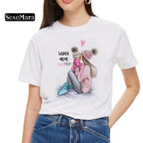 SexeMara Super Mom T hemd Frauen Mutter der Liebe Druck Weißen T-shirt Harajuku Mama T-shirt Vogue Tops t shirt Femme vogue Sommer - app80