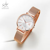 Shengke New Creative Women Watches Luxury Rosegold Quartz Ladies Watches Relogio Feminino Mesh Band Wristwatches Reloj Mujer