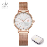 Shengke New Creative Women Watches Luxury Rosegold Quartz Ladies Watches Relogio Feminino Mesh Band Wristwatches Reloj Mujer
