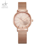 Shengke Quartz Watch Women Mesh Stainless Steel Watchband Casual Wristwatch Japan Movement Bayan Kol Saati Reloj Mujer 2019