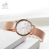Shengke Quartz Watch Women Mesh Stainless Steel Watchband Casual Wristwatch Japan Movement Bayan Kol Saati Reloj Mujer 2019
