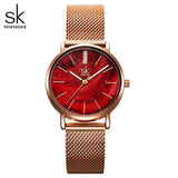 Shengke Women Watches Starry Green Dial Reloj Mujer\tLadies Wristwatch Ultra-thin Stainless Steel Strap Quartz Montre Femme Gift