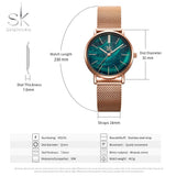 Shengke Women Watches Starry Green Dial Reloj Mujer\tLadies Wristwatch Ultra-thin Stainless Steel Strap Quartz Montre Femme Gift