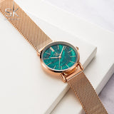 Shengke Women Watches Starry Green Dial Reloj Mujer\tLadies Wristwatch Ultra-thin Stainless Steel Strap Quartz Montre Femme Gift