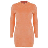 Simenual Sexy Hairy Bodycon Dress Women Autumn 2019 Fashion Dresses Party Long Sleeve Clubwear Furry Solid Basic Mini Dress Slim