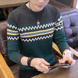 Slim Style Navy Sweaters And Pullovers Men Long Sleeve Knitted Sweater Homme High Quality Winter Pullovers Warm Ployester Coat