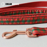 Soft ribbon engraved dog collar rope pet leash straps Chinese red christmas gift metal buckles dog necklace accessories factory